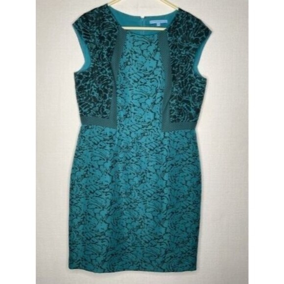 NWOT Antonio Melani Janet Aqua Green Sleeveless Sheath Midi Dress Women Size 14 - Picture 1 of 10